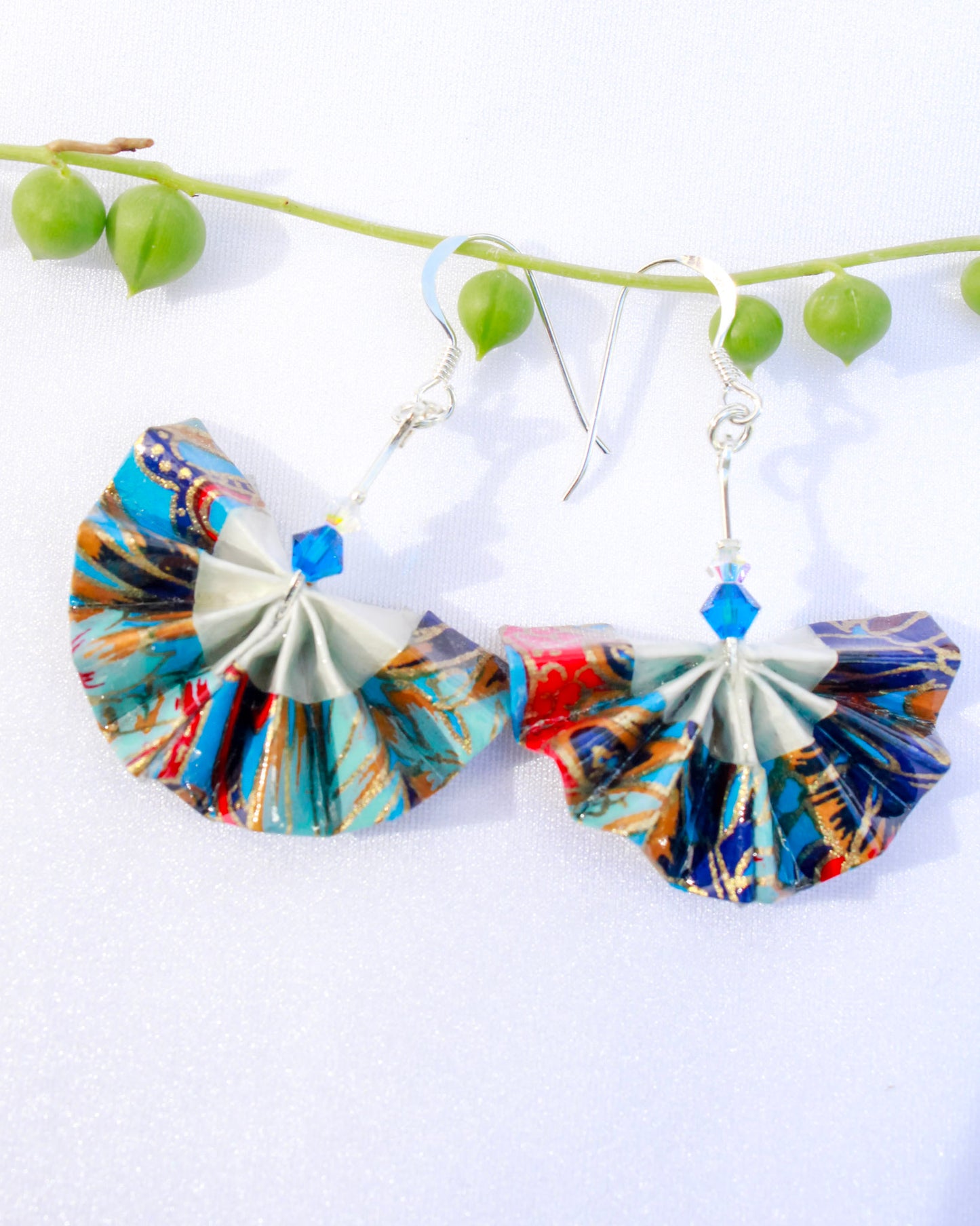 Origami-Earrings-Fan-Swarovski-Crystals-Midnight-Blue