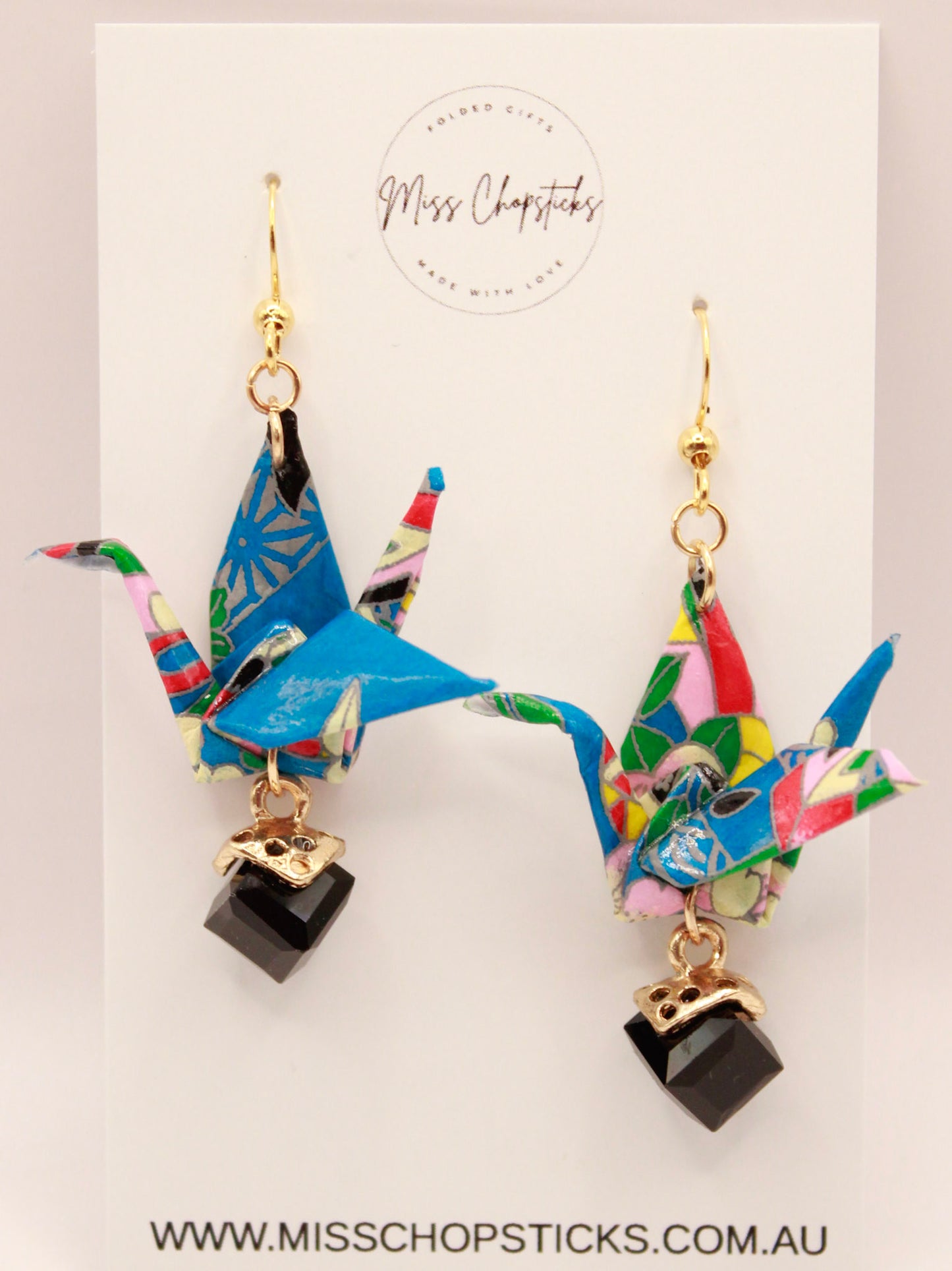 Origami Earrings - Harmony Crane Sparkle Beads