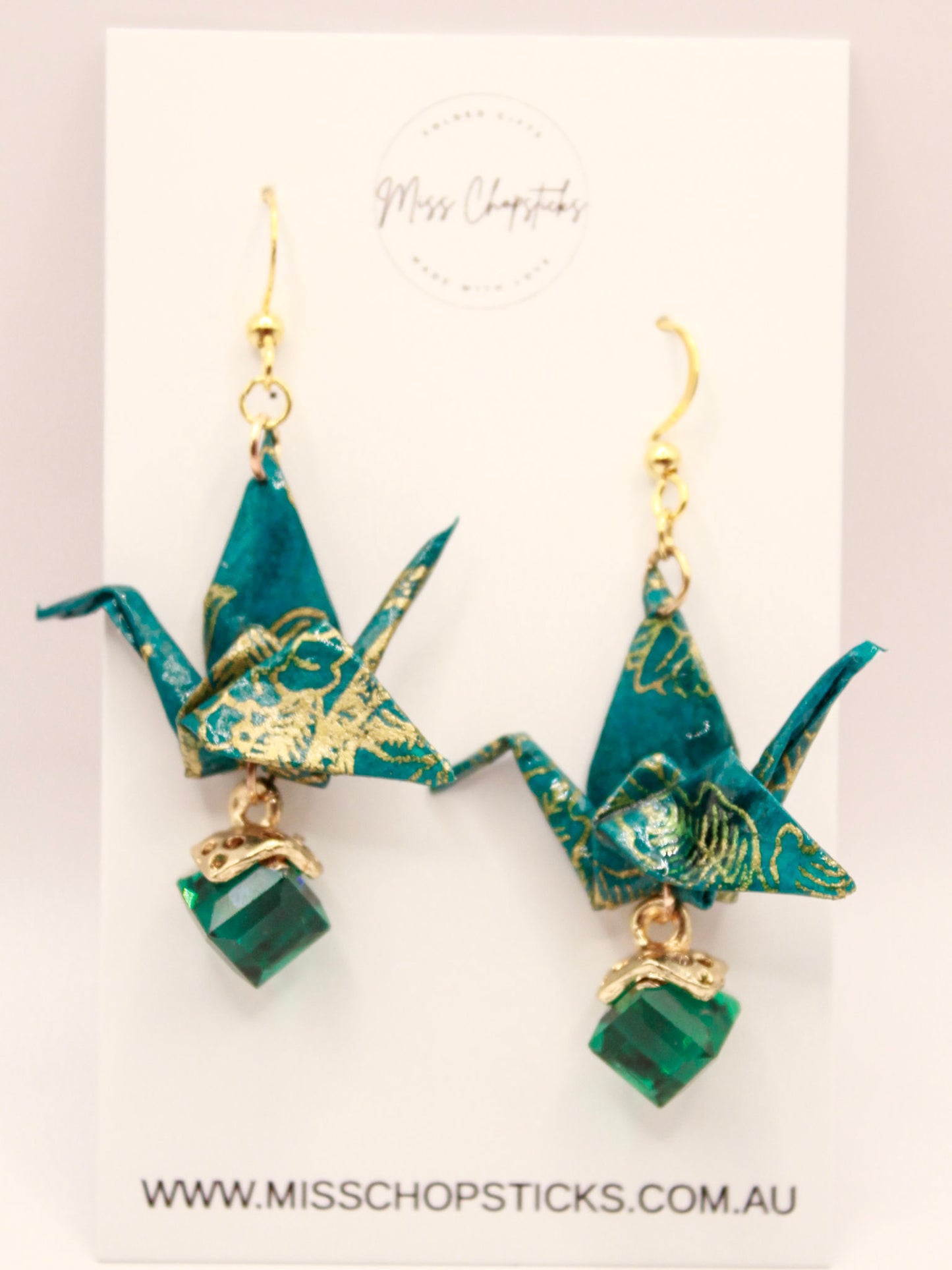 Origami Earrings - Harmony Crane Sparkle Beads Chocolate Bundle