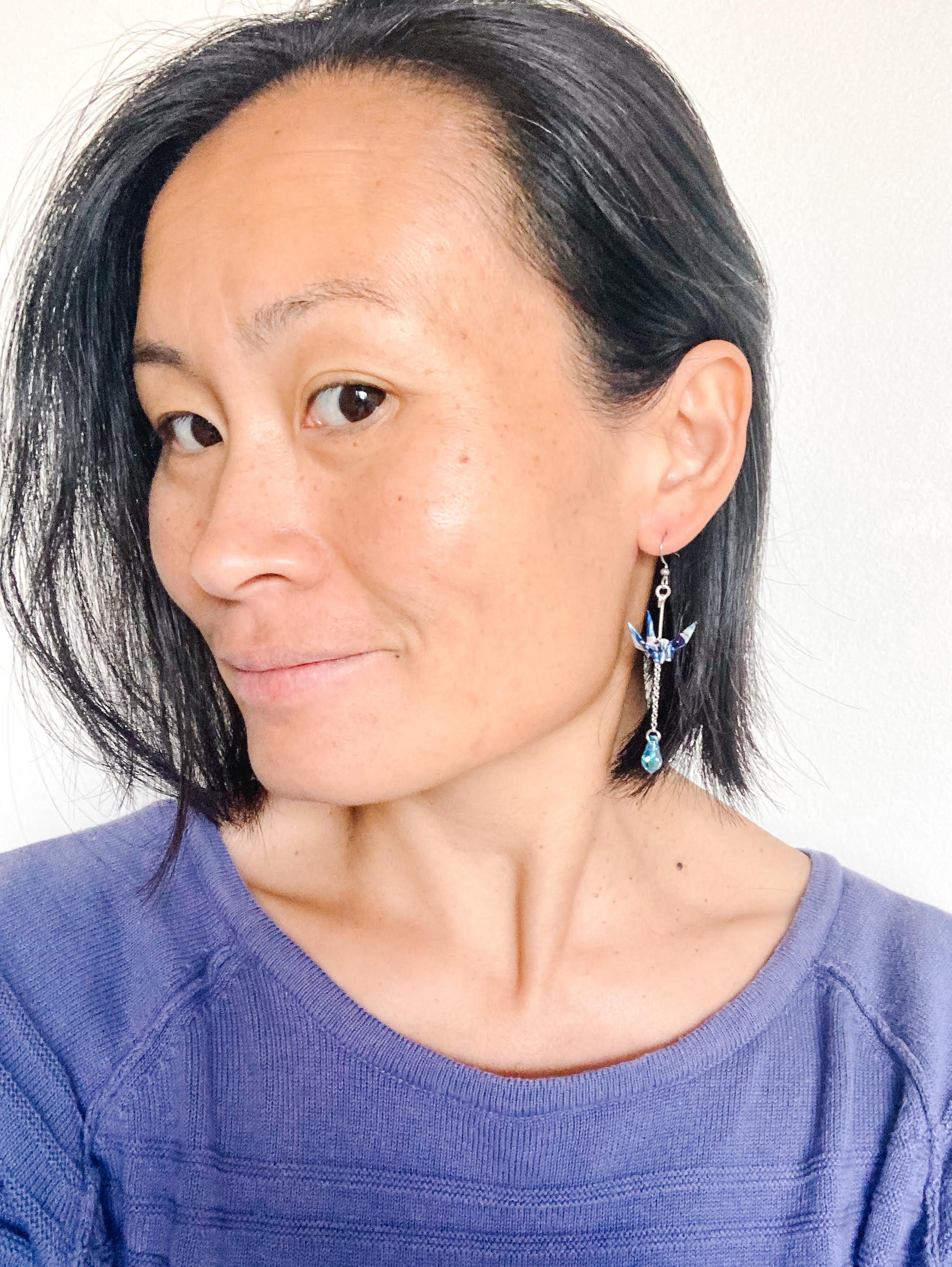 Handmade Origami Earrings – Swarovski Crane Cascade