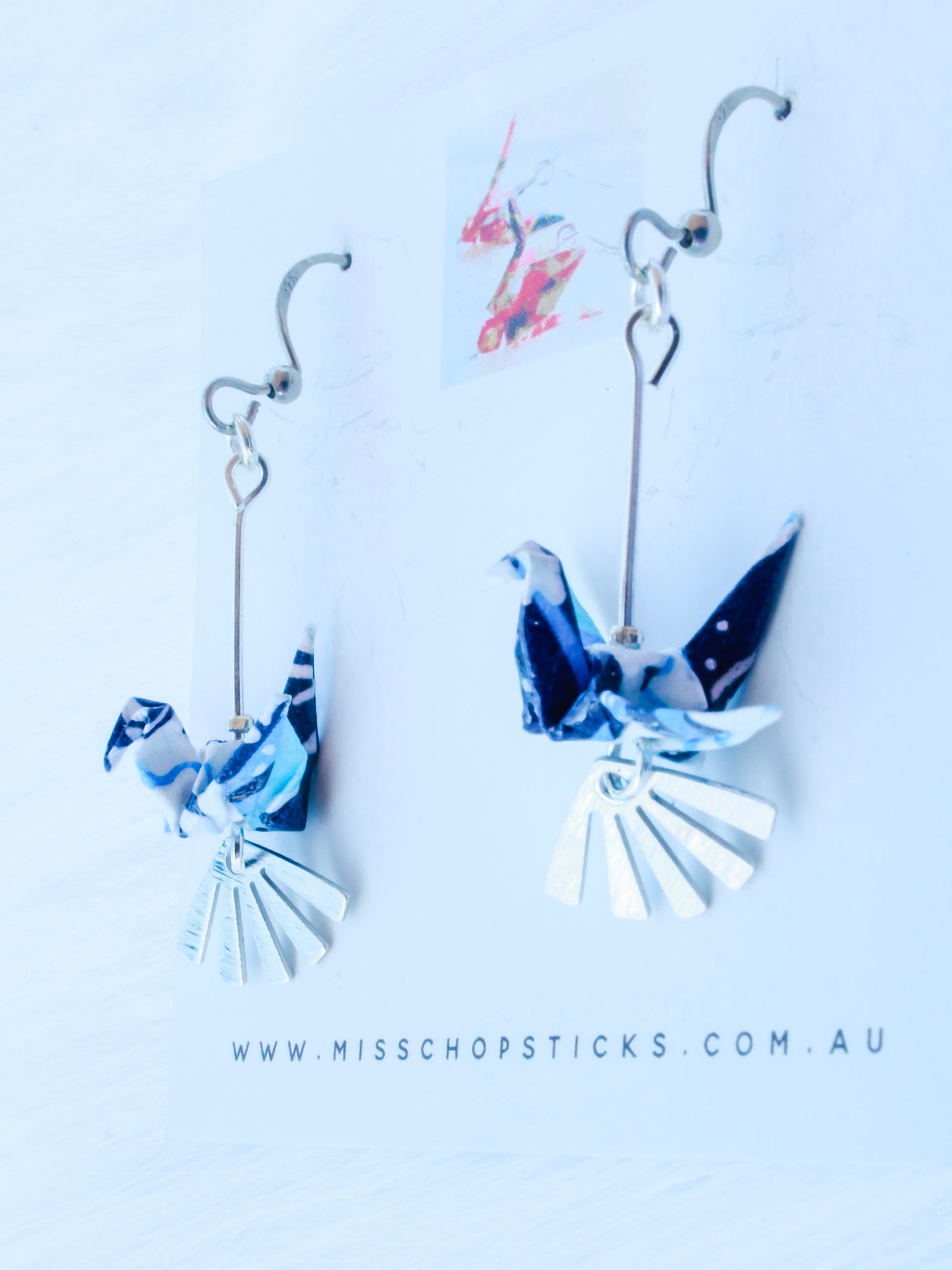 Handmade Origami Earrings – Tranquil Crane Zephyr Drops
