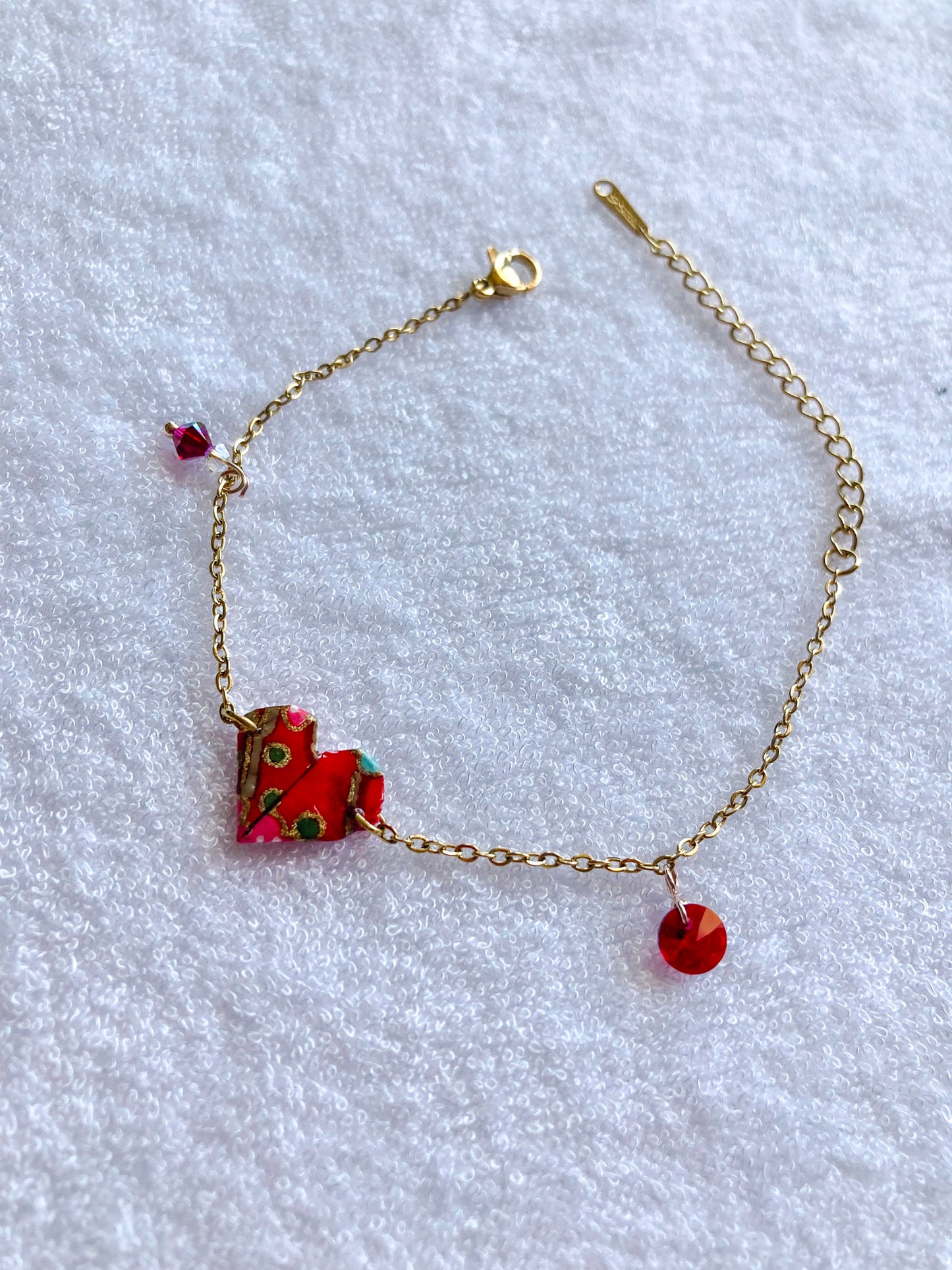 Handmade Origami Bracelets – Swarovski Crystal Heart Design