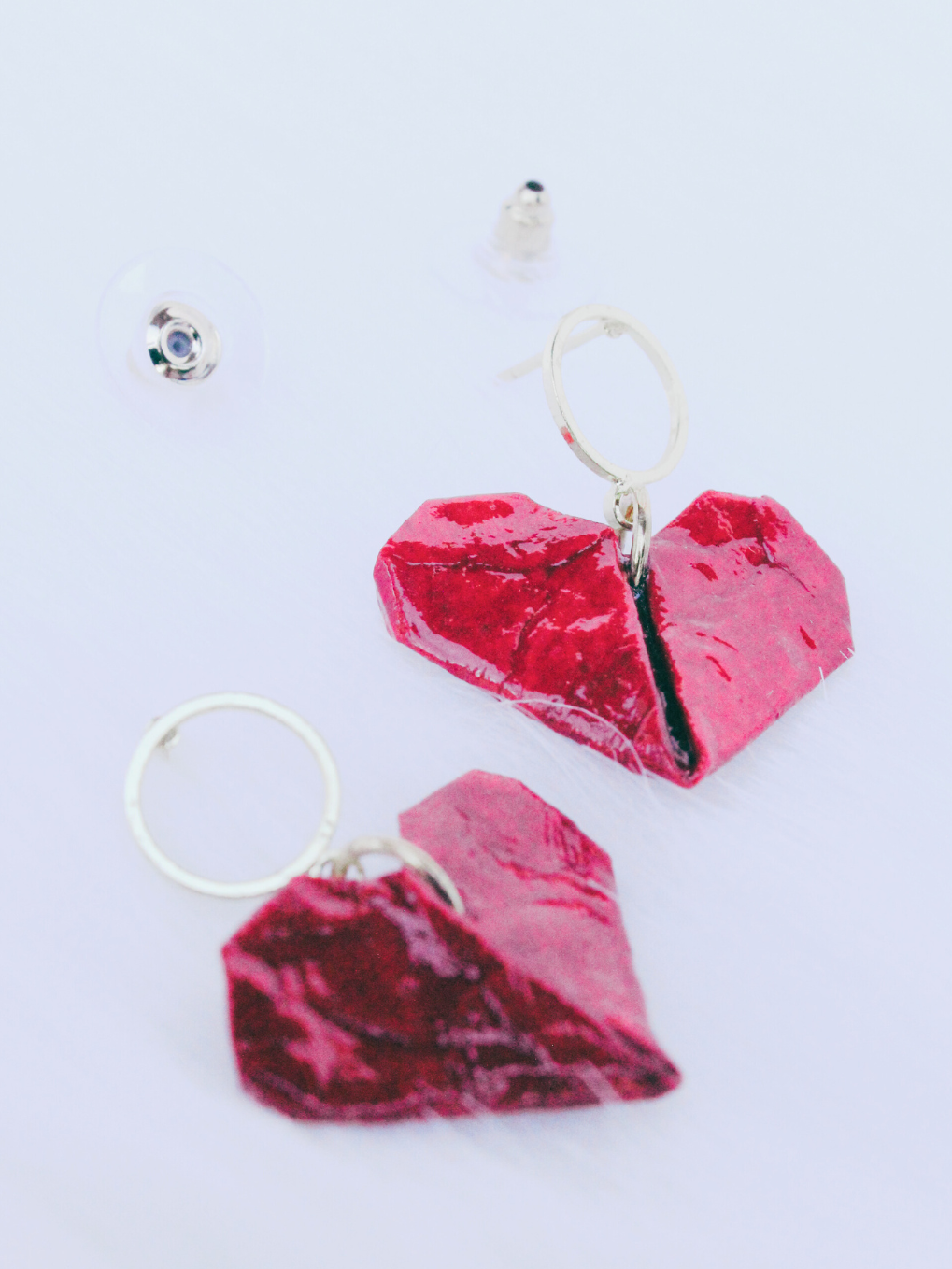 Origami Love Heart Golden Hollow Studs