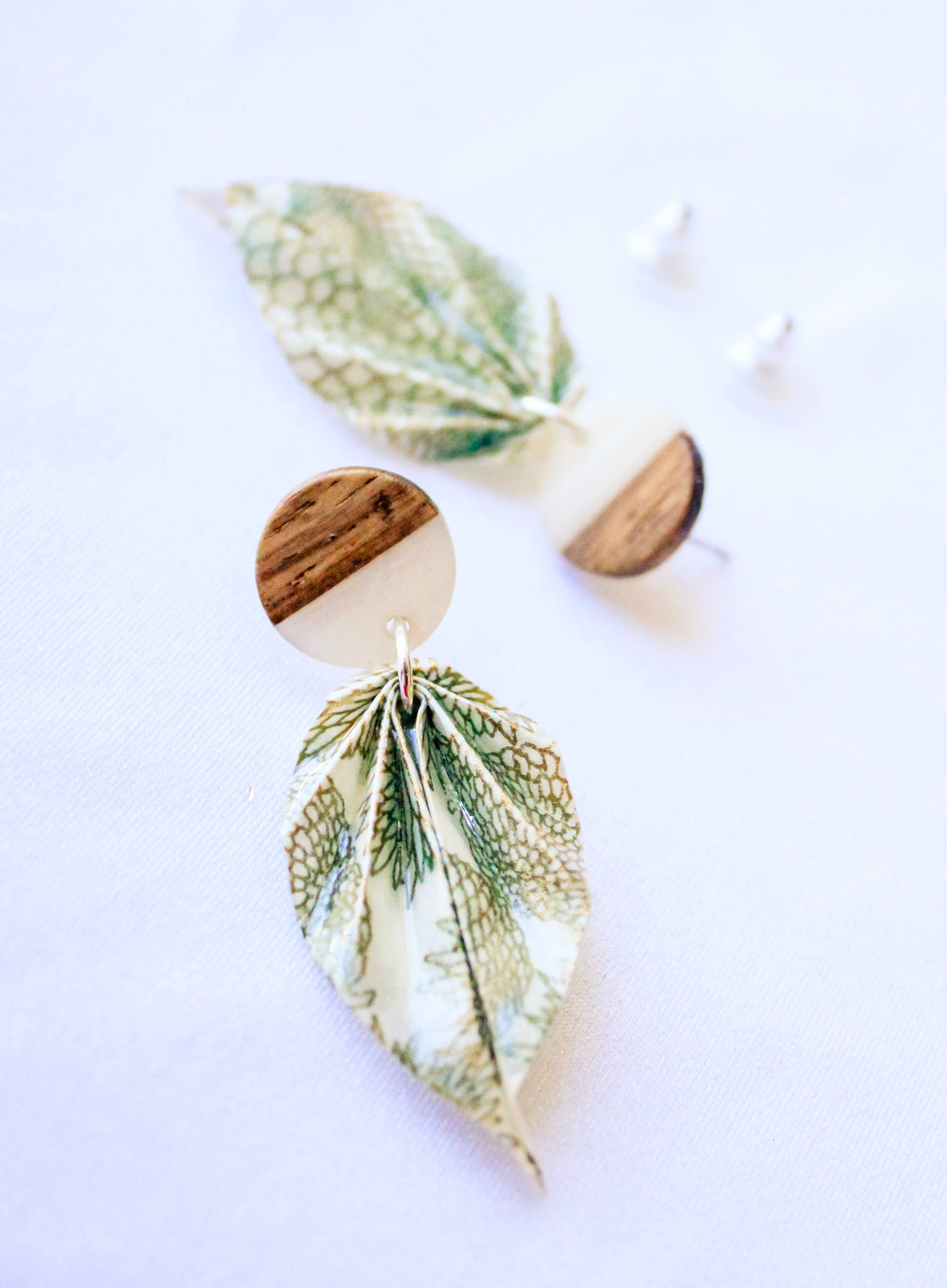 origami Earrings tranquil natural leaf