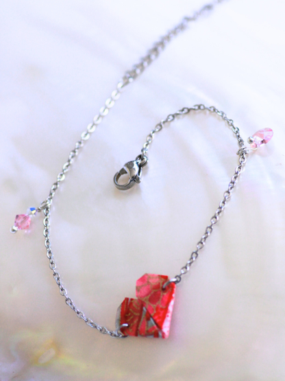 Handmade Origami Bracelets – Swarovski Crystal Heart Design