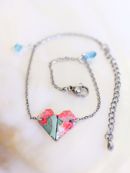 Handmade Origami Bracelets – Swarovski Crystal Heart Design