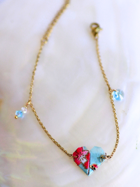 Handmade Origami Bracelets – Swarovski Crystal Heart Design