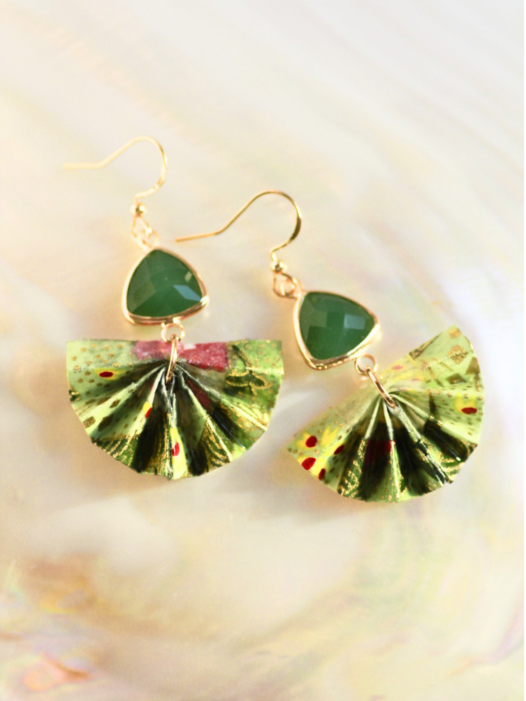 Crystal Origami Fan Earrings | Mother’s Day Gift for Mom Australia