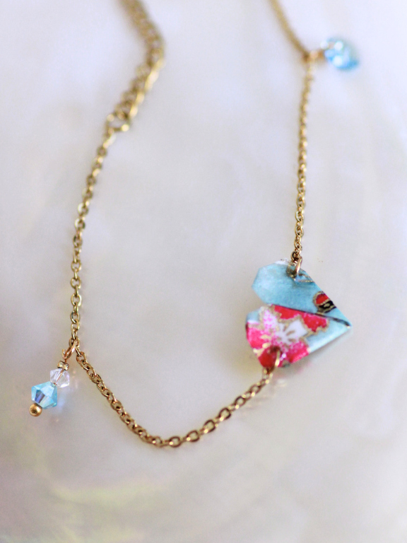 Handmade Origami Bracelets – Swarovski Crystal Heart Design