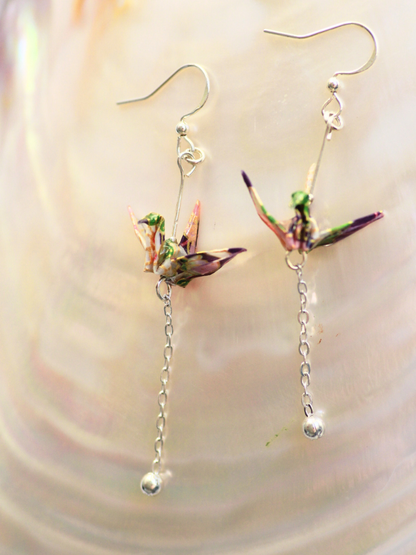 Handmade origami jewelry crane earrings gift for mother on Mother’s Day