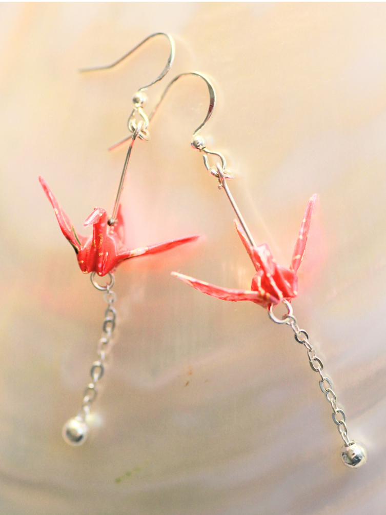 Lightweight handmade crane earrings mommy to be mothers day gift jewellery