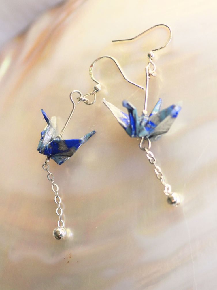 Silver origami crane earrings unique mothers day gifts Australia lightweight jewellery
