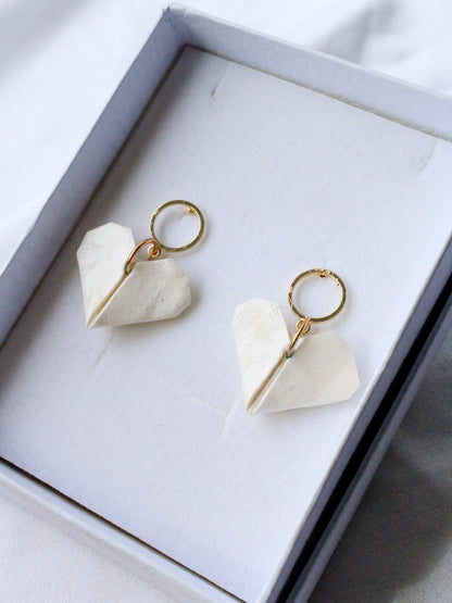 Origami Love Heart Golden Hollow Studs
