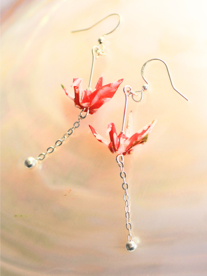 Origami Crane Chain Earrings – Sterling Silver | Handmade Gift Australia