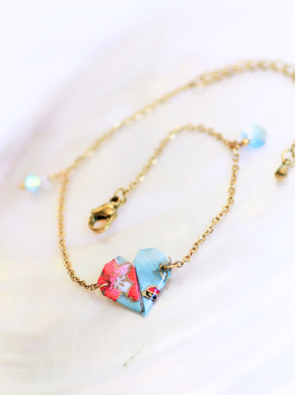 Handmade Origami Bracelets – Swarovski Crystal Heart Design