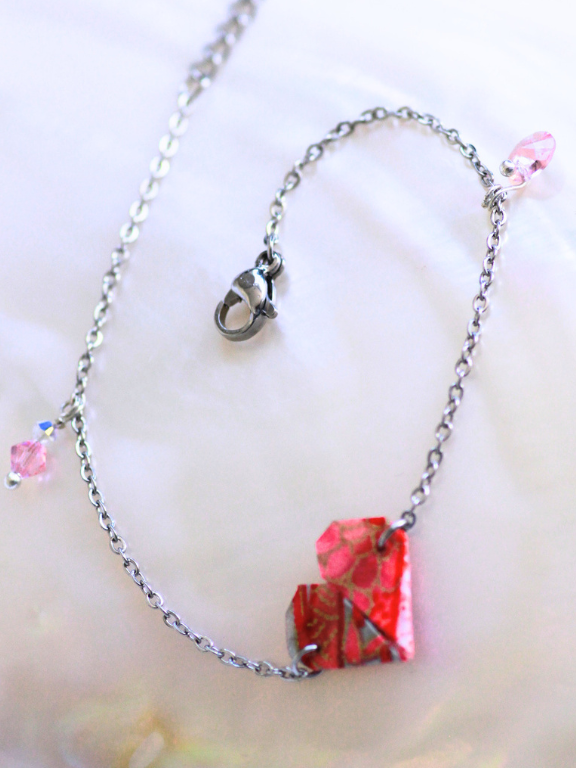 Handmade Origami Bracelets – Swarovski Crystal Heart Design