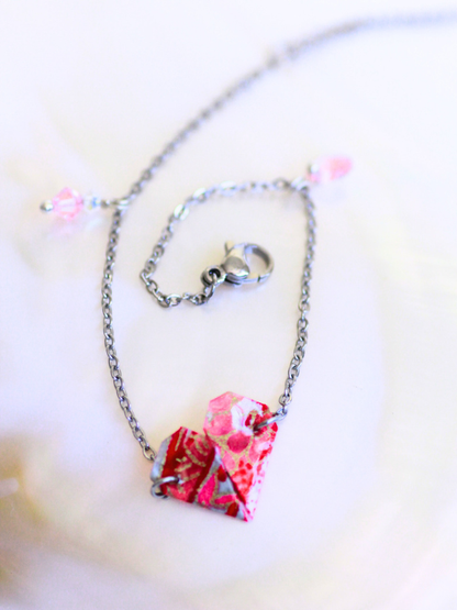 Handmade Origami Bracelets – Swarovski Crystal Heart Design