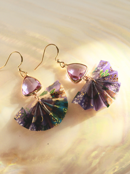 Crystal Origami Fan Earrings Mother’s Day Gift for Mom Australia