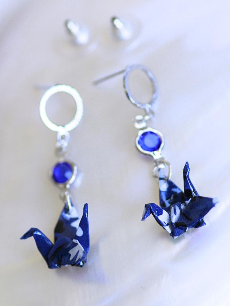Dangle Origami Crane Earrings - Wedding Anniversary Gifts for her | Handmade in Australia 