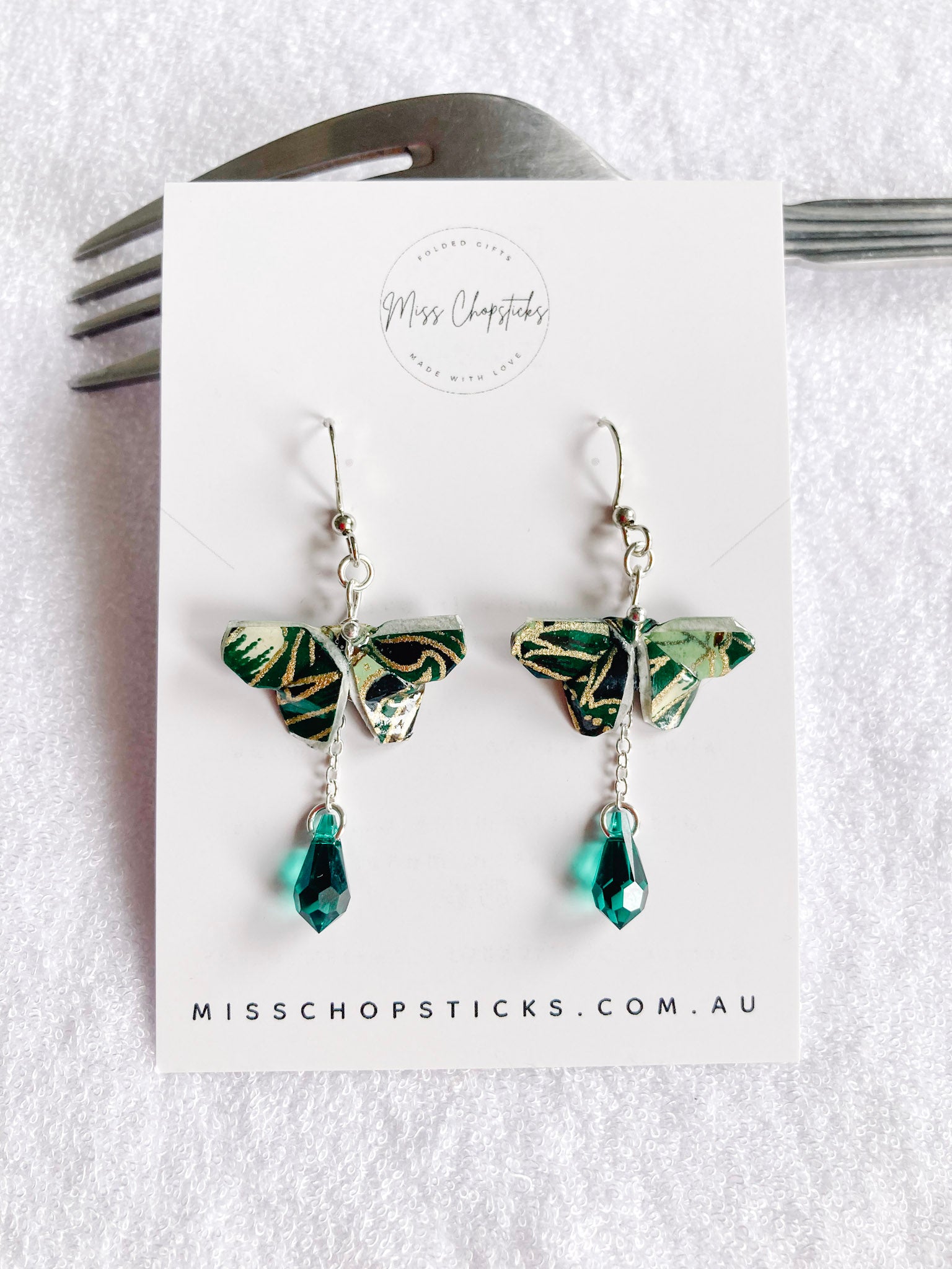 Green hot sale butterfly earrings