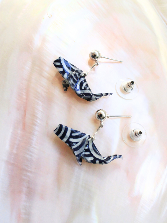 Deep Blue Serenity Whale Earrings