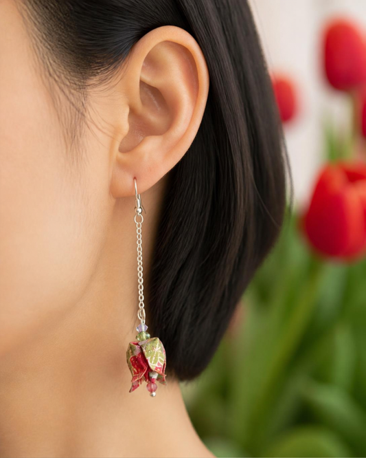 Origami Tulip Earrings Australia | Poppy Love Handmade Japanese Washi Jewellery