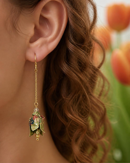Origami Tulip Earrings Australia | Secret Garden Handmade Japanese Washi Jewellery