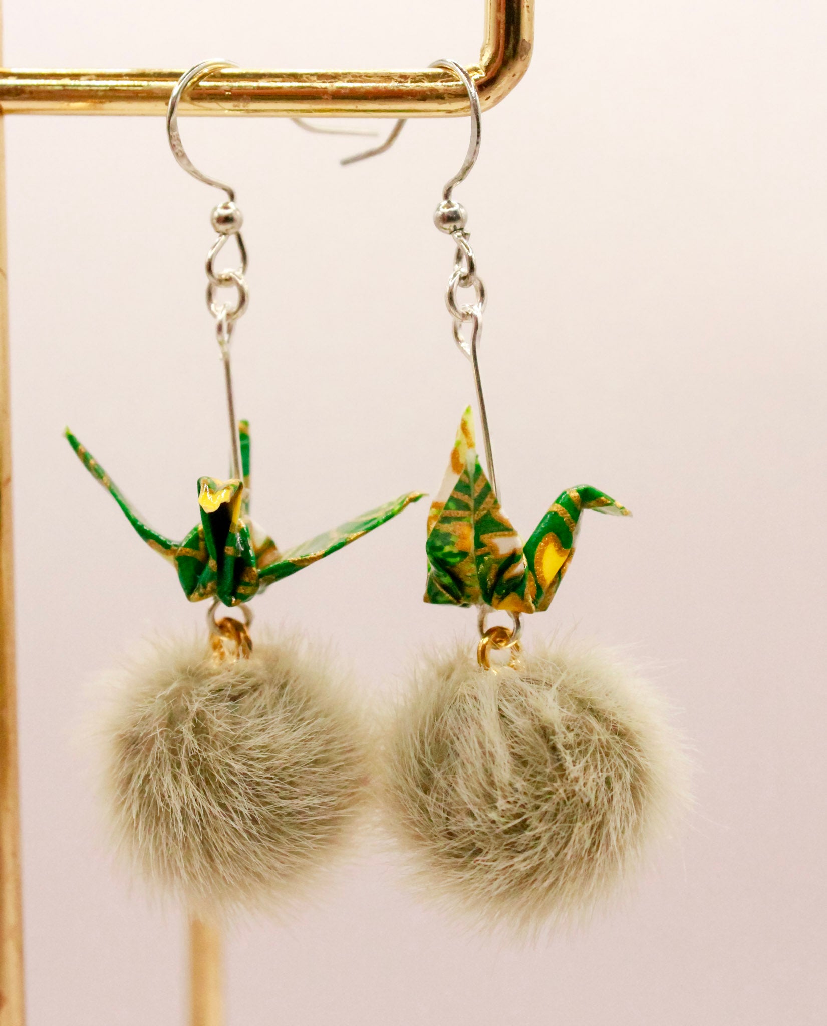 origami-crane-earrings-with-pom-pom-green