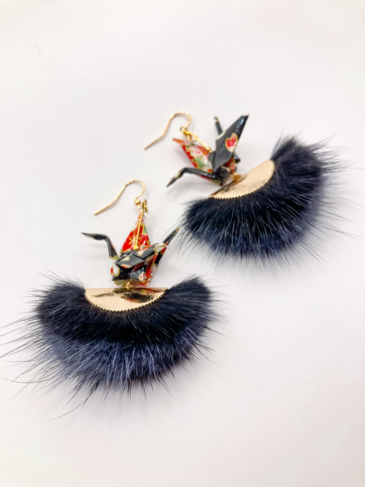 Origami Earrings - Whimsical Wings Feather Tassels
