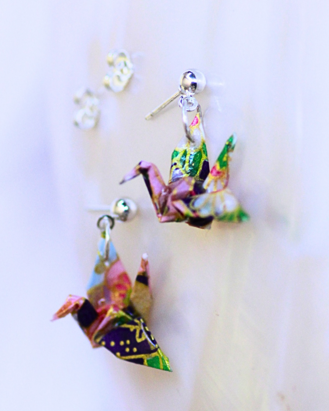 Handmade Origami Crane Earrings – Peace Crane Bling