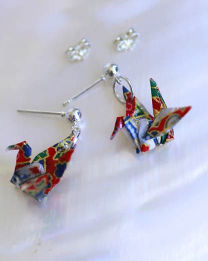 Handmade Origami Crane Earrings – Peace Crane Bling