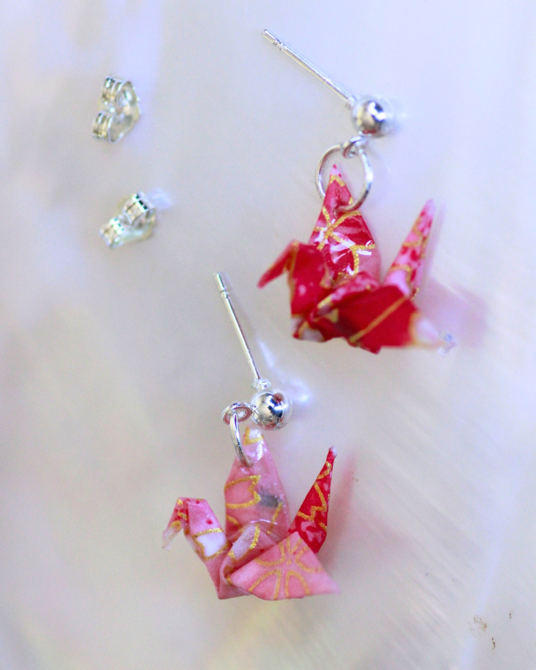 Handmade Origami Crane Earrings – Peace Crane Bling