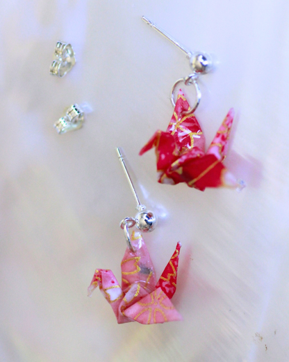 Handmade Origami Crane Earrings – Peace Crane Bling