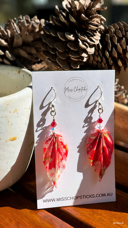 Handmade Origami Leaf Earrings – Nature’s Leafy Elegance