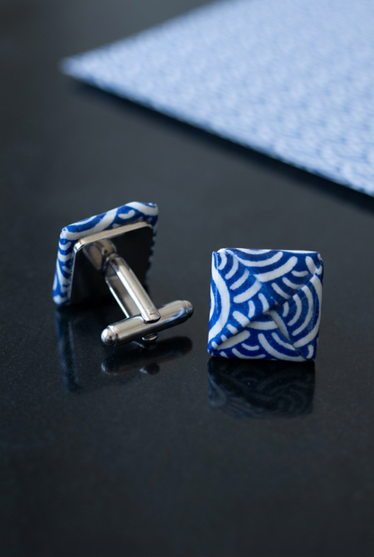 Custom Cufflinks for Men – Wave Bond Origami Handmade Design