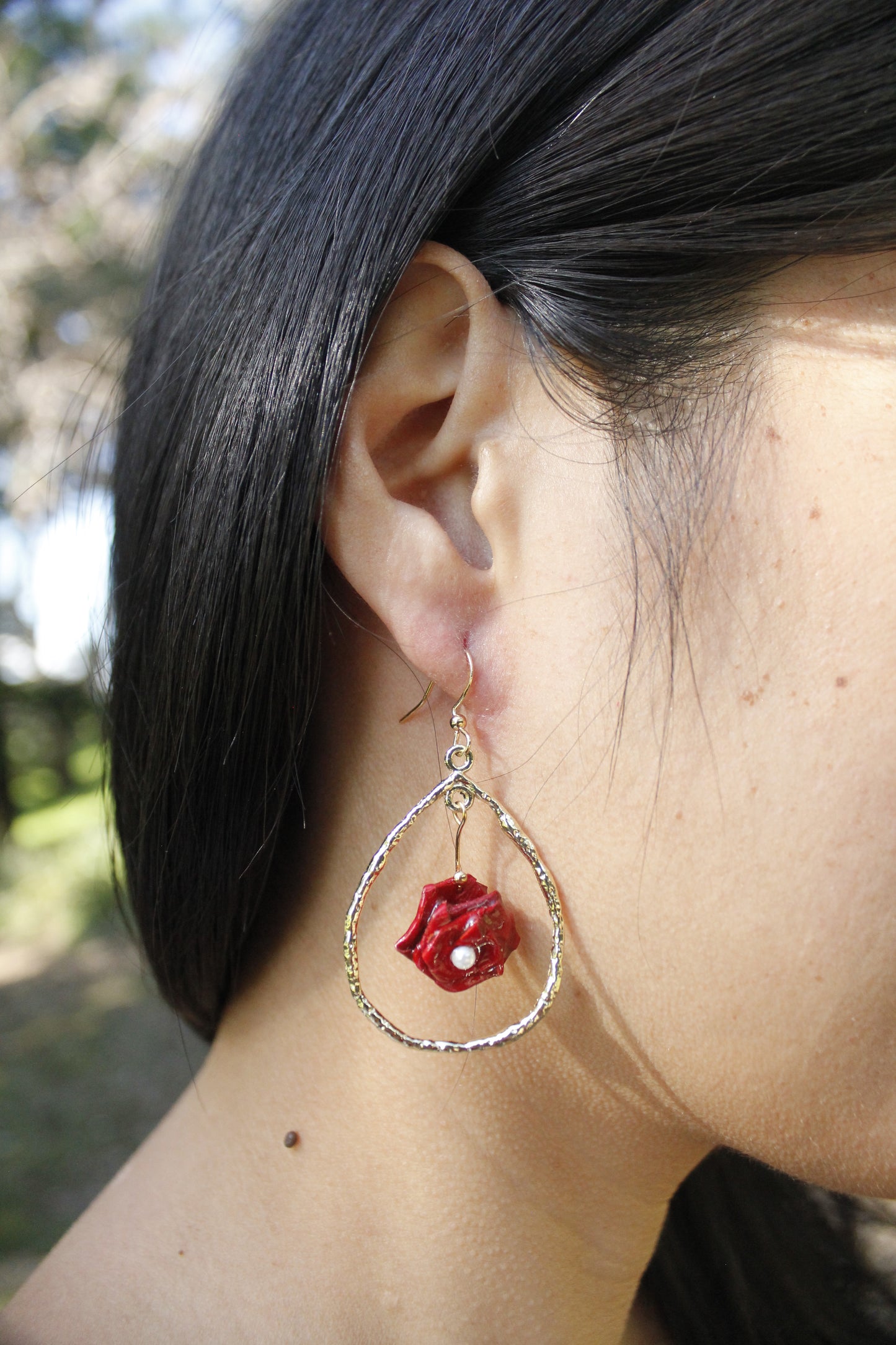 Handmade Origami Rose Tear Drop Earrings | Mother’s Day Gift for Her