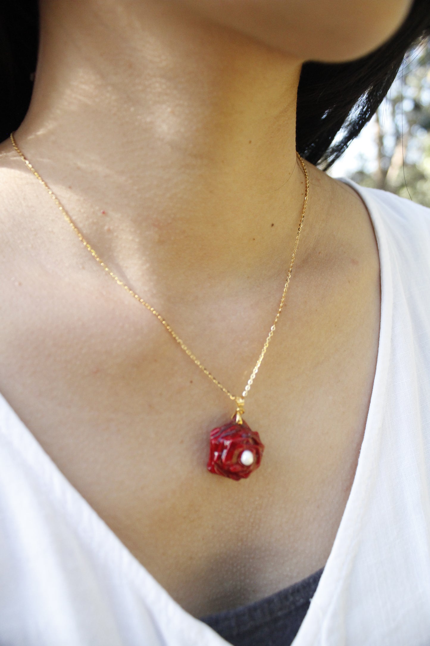 Mother’s Day Gift Origami Rose Necklace | Handmade Gold Floral Jewelry for Her