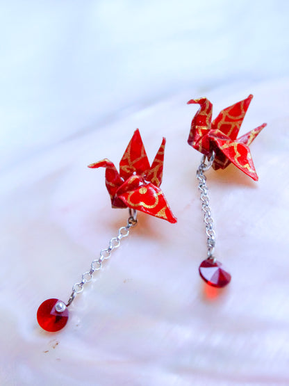 Misty Crane Studs: Elegance in Every Drop