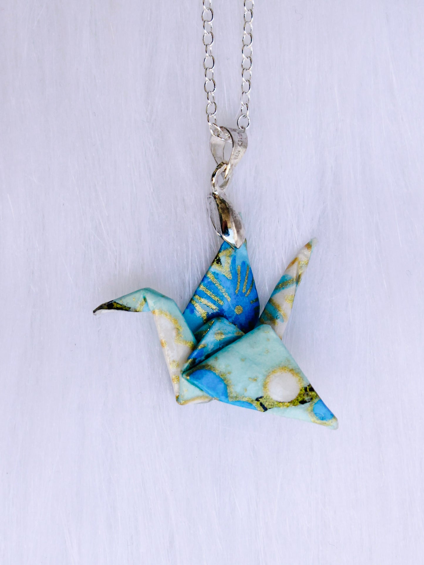 Origami-Crane-Necklace-Blue