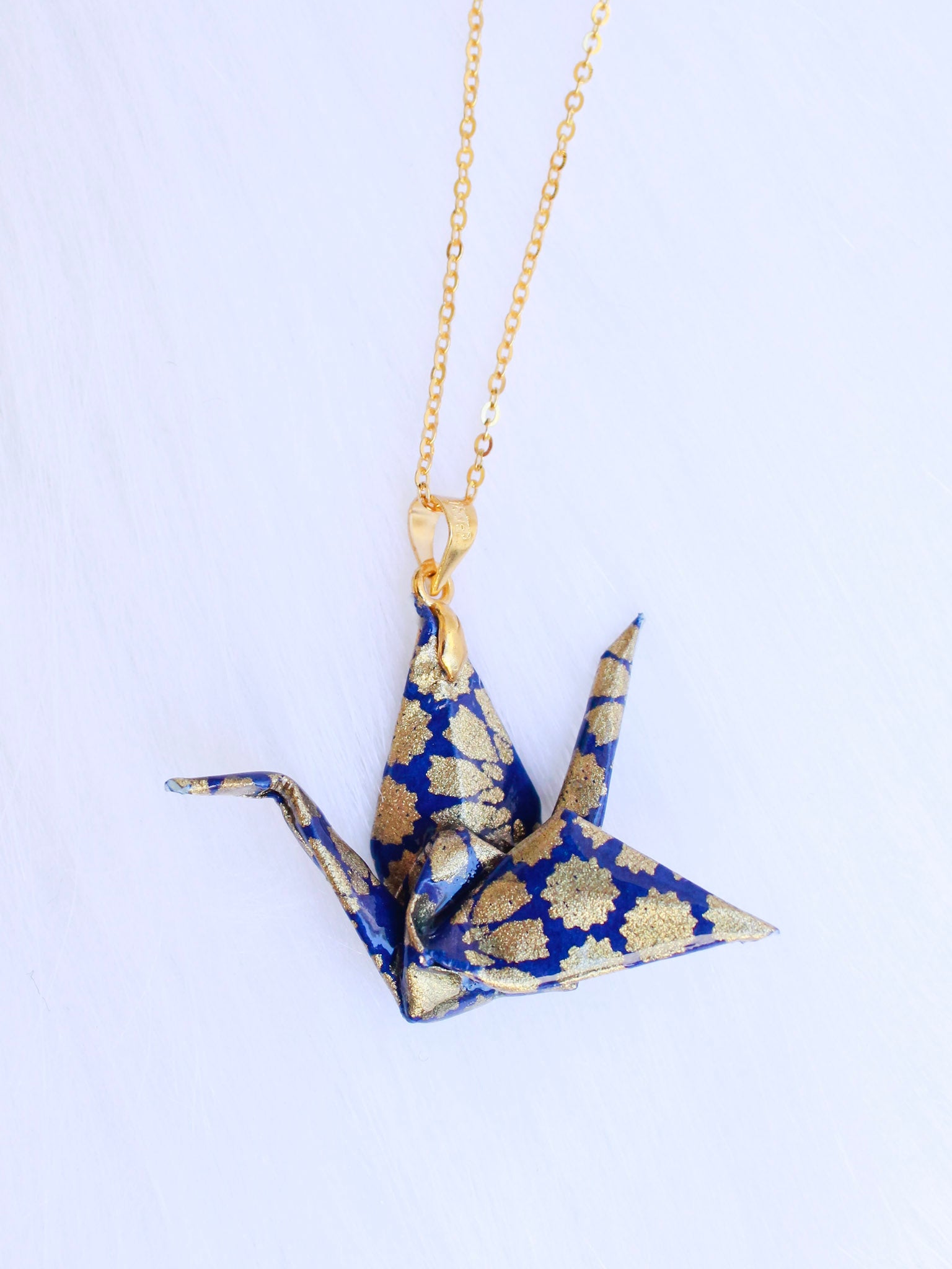 Origami-Crane-Necklace-Navy-Gold