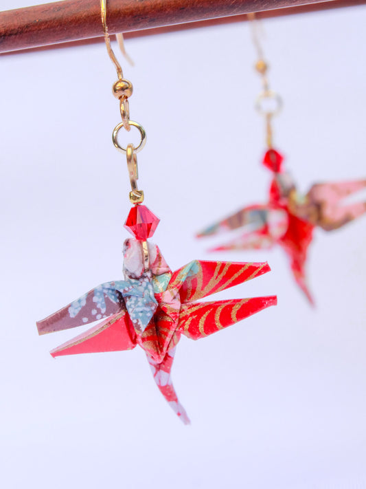 Origami-Dragonfly-Earrings-Swarovski-Crystal-Red