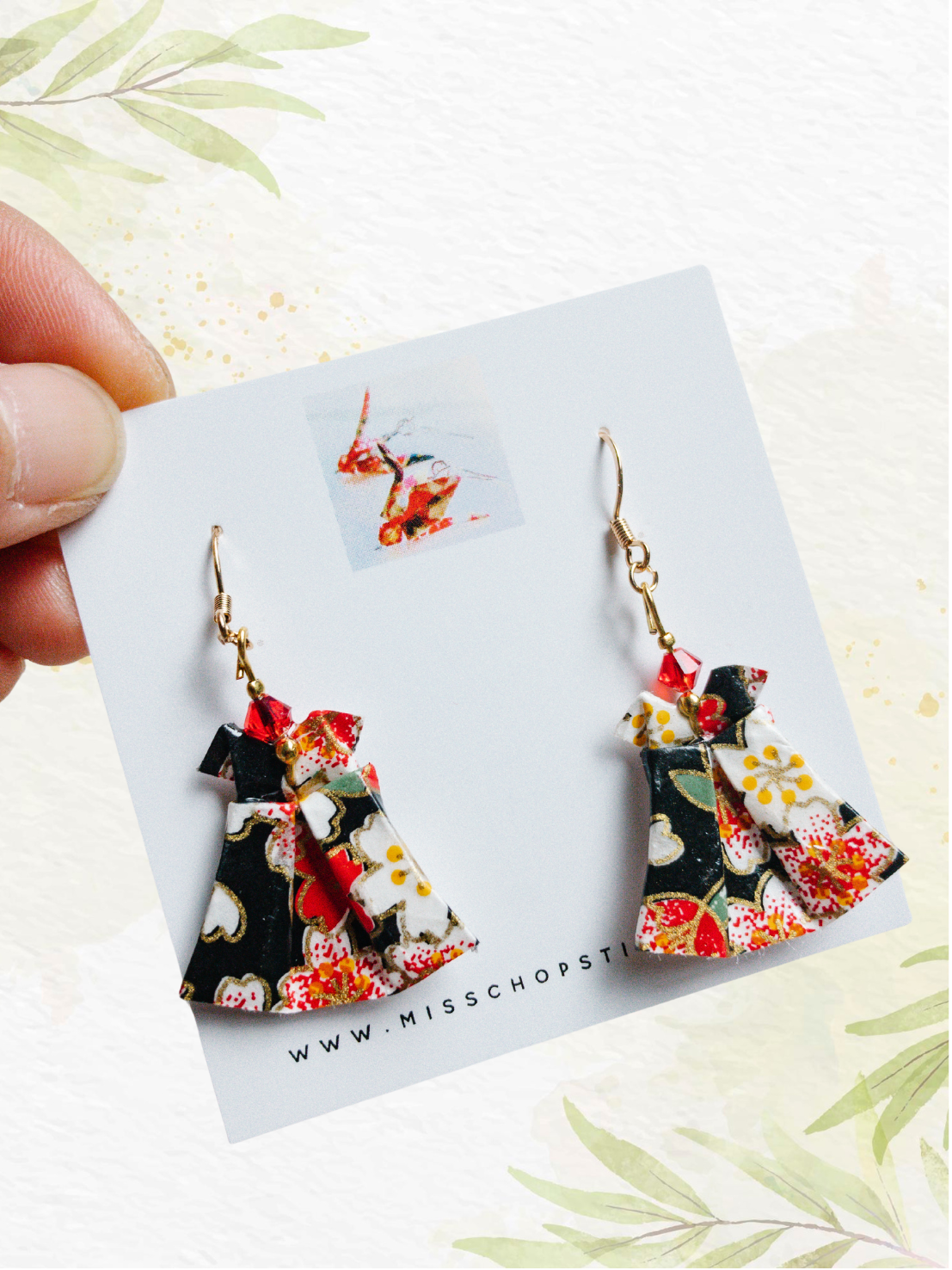 Origami Earrings - Party Dress, Swarovski, Crystal