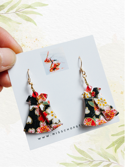 Origami Earrings - Party Dress, Swarovski, Crystal