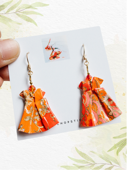 Origami Earrings - Party Dress, Swarovski, Crystal