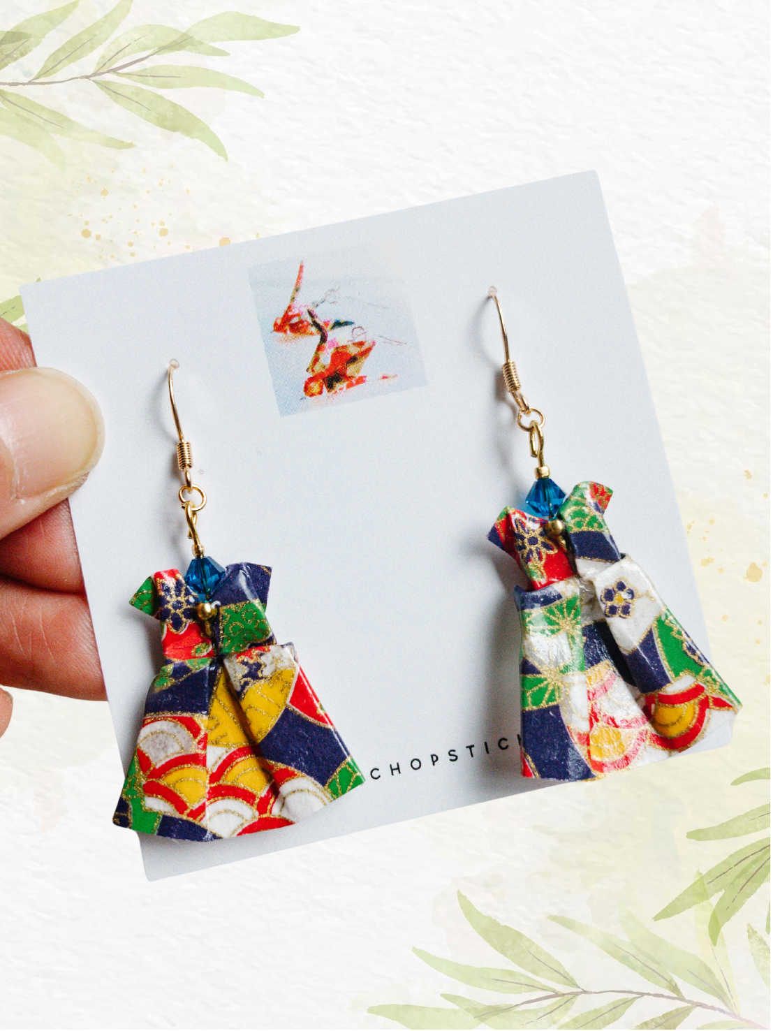 Origami Earrings - Party Dress, Swarovski, Crystal