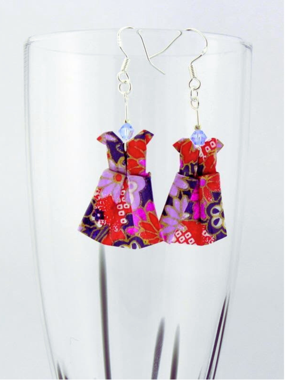 Origami Earrings - Party Dress, Swarovski, Crystal