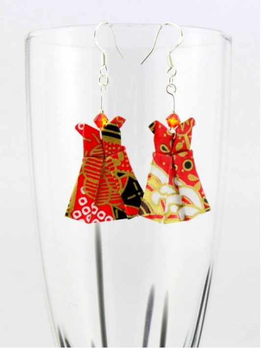 Origami Earrings - Party Dress, Swarovski, Crystal