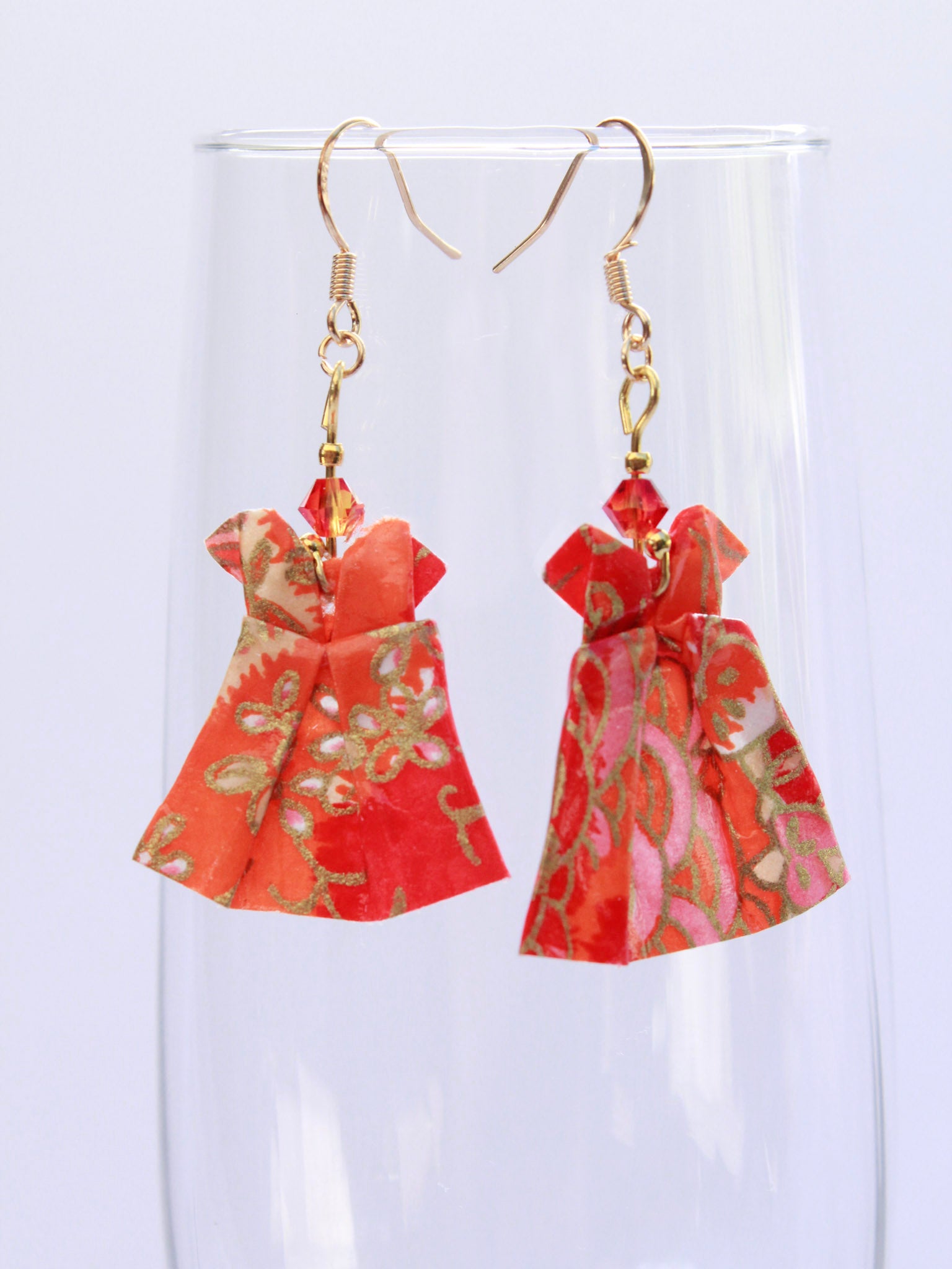 Origami-Earrings-Chic-Dress-Swarovski-Crystal-Orange