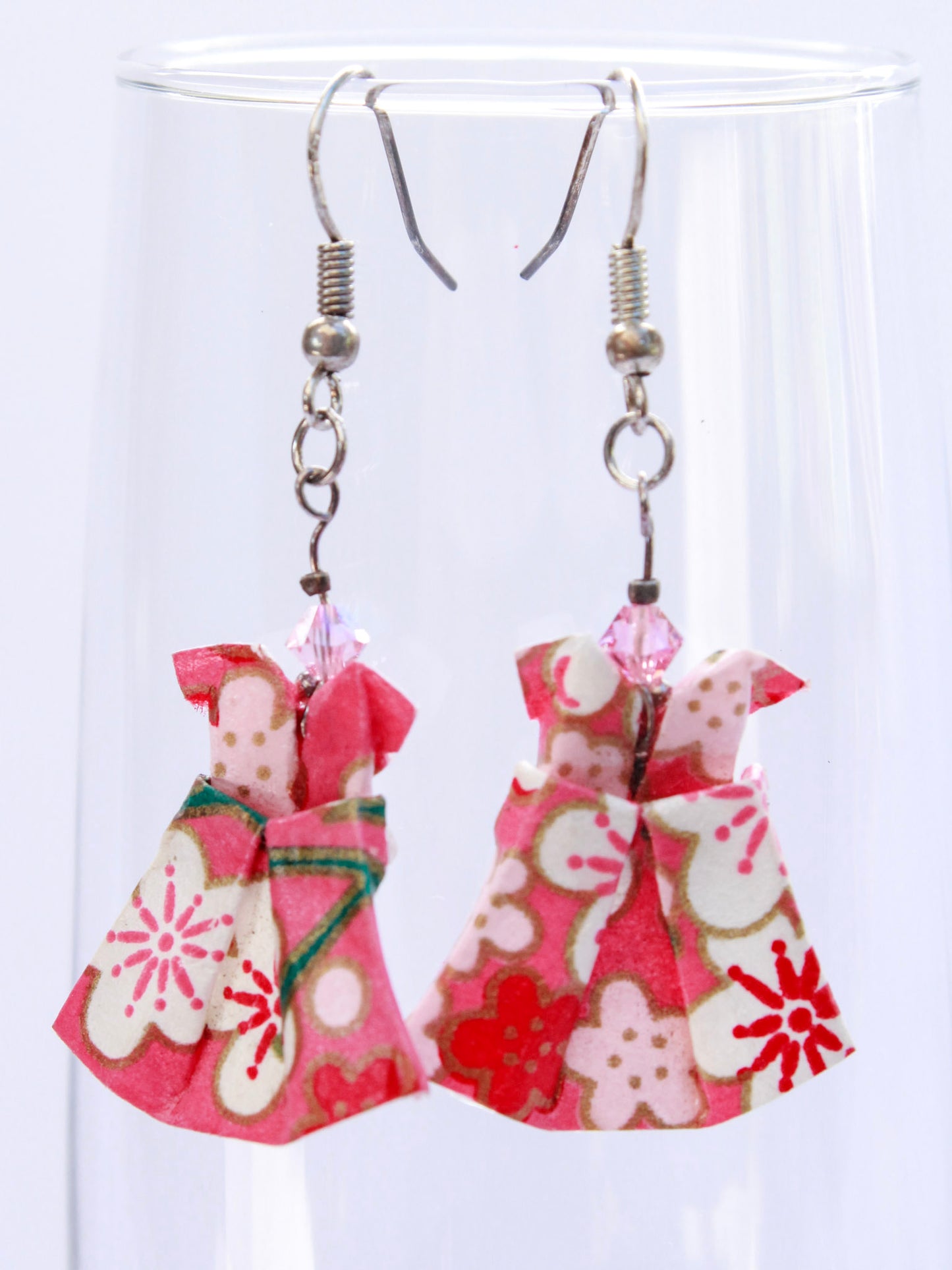 Origami-Earrings-Chic-Dress-Swarovski-Crystal-Pink