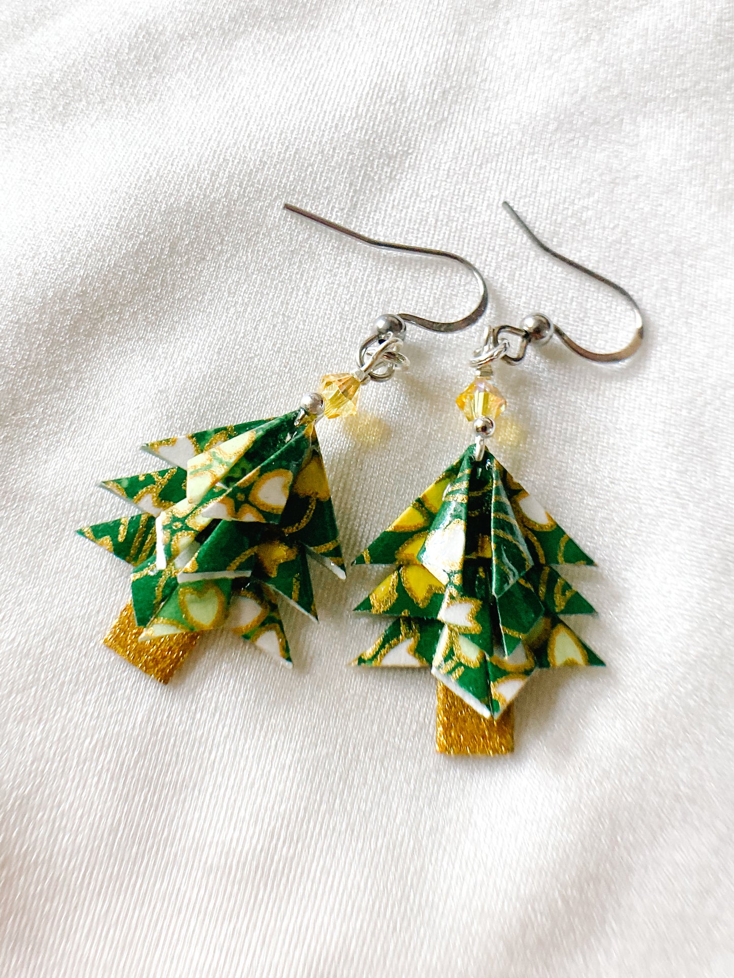 Origami-Earrings-Christmas-Tree-Green